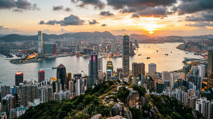 Гонконг - Вид с пика Виктория на гавань